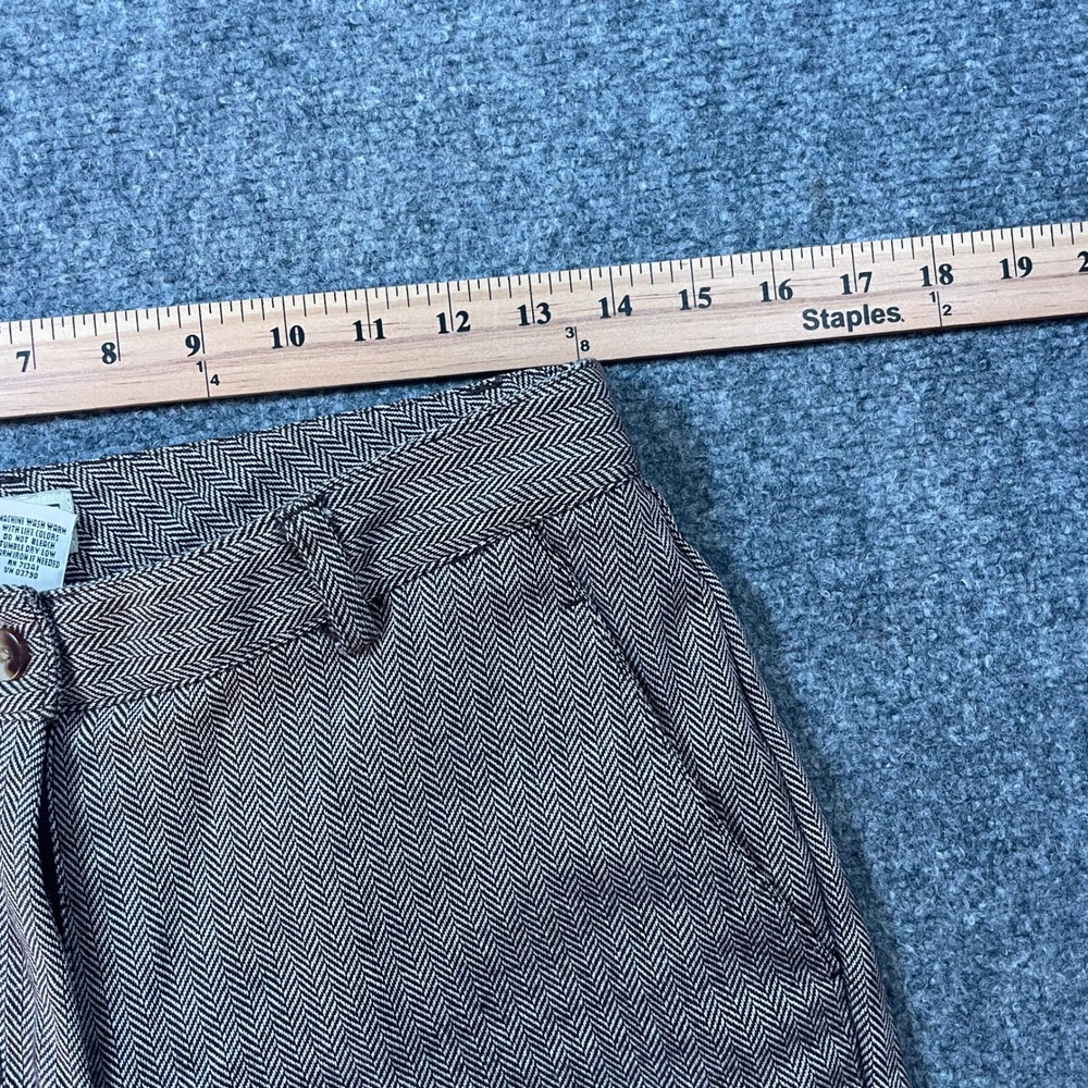 LL Bean Trousers Womens 4 Reg Brown Herringbone Cotton Straight Leg Pants - Picture 3 of 12
